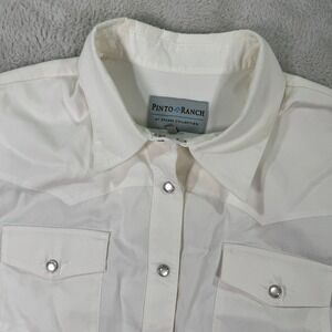Pinto Ranch Stubbs Shirt Mens Large White Western Pockets Long Sleeve Snap Front
